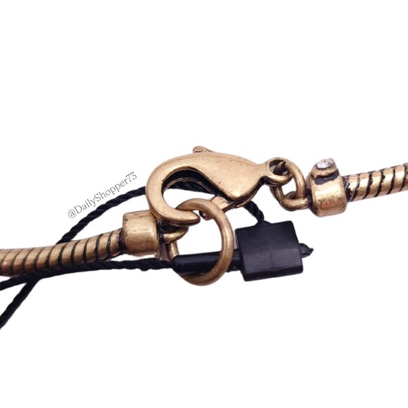 Ann Taylor Antique Gold Necklace with Baguette Cut Glass Rhinestone Beads - Picture 5 of 6